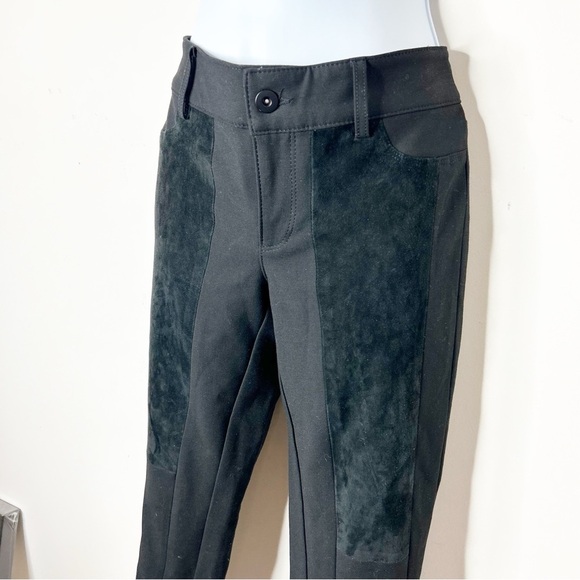 Club Monaco Suede Panelled Riding Pants Trousers High Rise Straight leg Black 00 - Picture 6 of 16